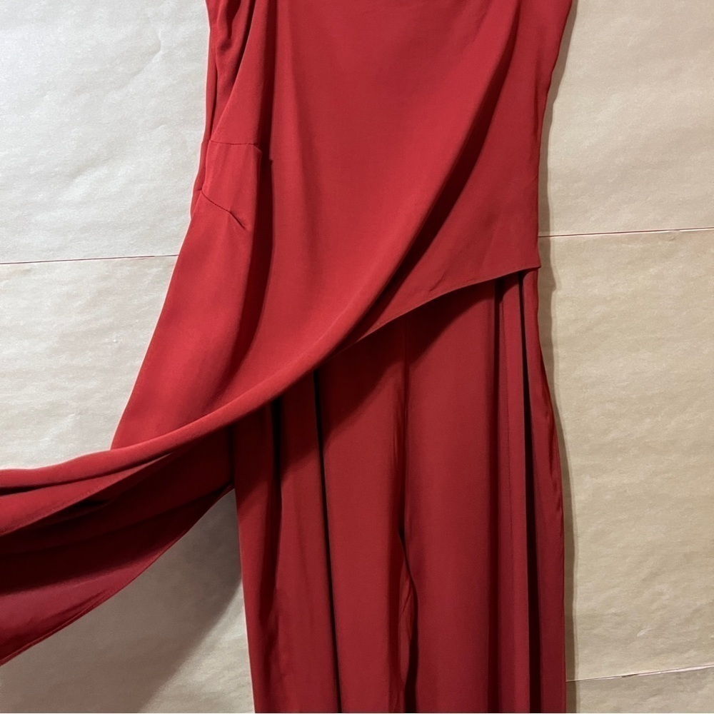 Michelle Mason | NWT Asymmetrical Strap Jumpsuit Drape Overlay Size 4 - Picture 13 of 14
